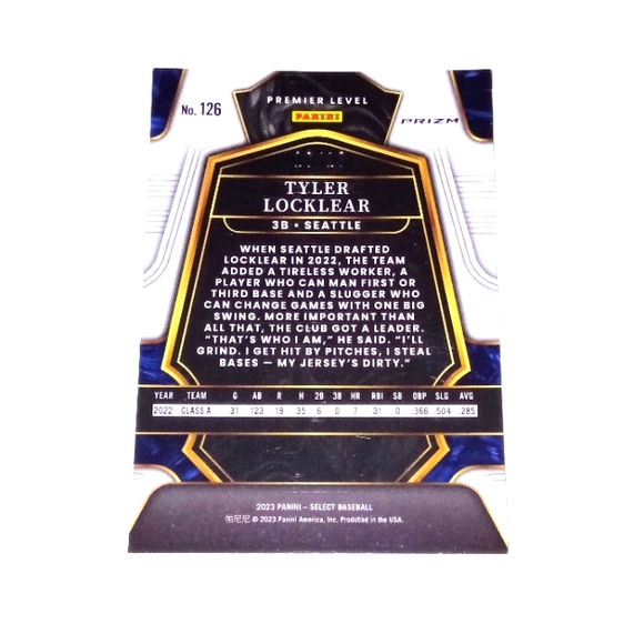 Tyler Locklear Premier Level Gold Flash Prizm /10 2023 Panini Select Baseball - Picture 2 of 3